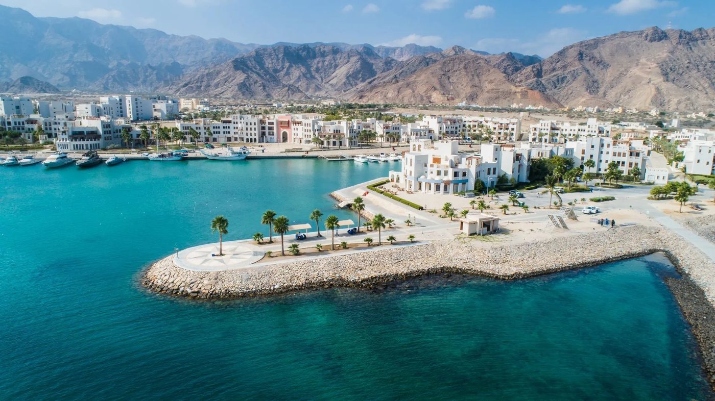 Jebel Sifah — aerial view of the marina promontory